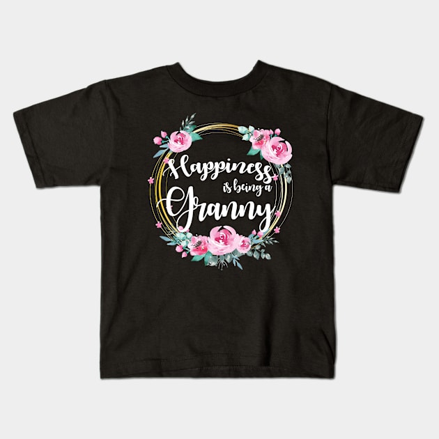 Happiness Is Being A Granny Floral Kids T-Shirt by LiFilimon